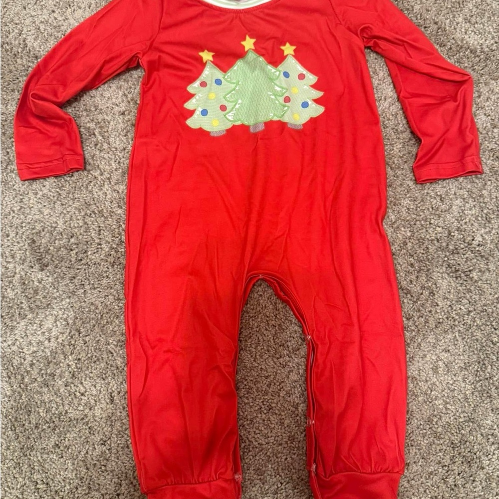 Festive Red Christmas Tree Kids One Piece